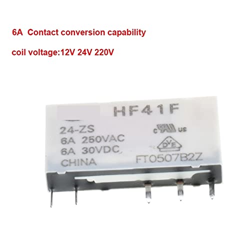 Relé de potencia HF41F 24V de montaje integrado en PCB con soporte de contacto 7
