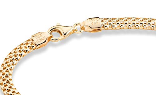 Miabella 18K Gold Over Sterling Silver Italian 4mm Mesh Link Chain Bracelet for Women 925 Italy3