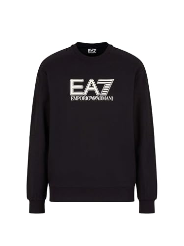 EA7 Emporio Armani Visibility Men's Cotton Sweatshirt, Black, Crew Neck (US, Alpha, X-Large, Regular, Regular, Black)