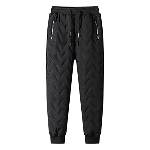 SAUTRV Pantalones de chándal forrados para hombre, cálidos, mullidos, para correr, pantalones cálidos para correr, BK1., L