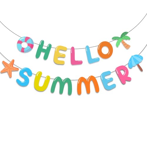 Hello Summer Banner Summer Party Decorations
