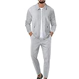 Mens Fashion Outfits Set 2 Piece Sets Lightweight Zip up Sweatshirts&Regular Fit Pant Outdoor Work Suits Fall Winter