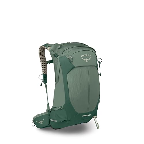 Image of Osprey Stratos 24L Men's Hiking Backpack - Adjustable Daypack with Waterproof Raincover & Bottle Pockets, Pine Leaf