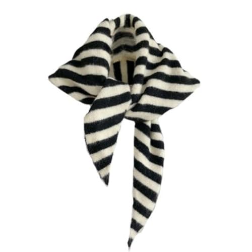 Knit Triangle Scarf for Women Stripe Head Scarf Y2k Aesthetic Accessories Cottagecore Streetwear