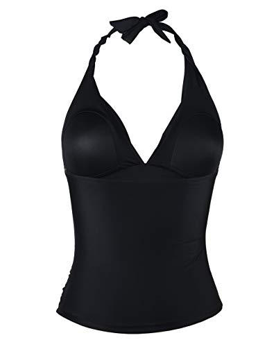 Hilor Women's Tummy Control Tankini Top Swimsuit Plunging V Neck Top Swimwear Halter Bathing Suits Swim Tops4