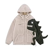Aelfric Eden Mens Sherpa Fleece Jacket Zip Up Dinosaur Winter Puffer Fuzzy Jackets Warm Fur Coat Unisex