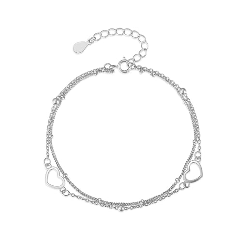 Bracelet double rangs argent 925 KnSam bijoux fantaisie cœurs boules femme