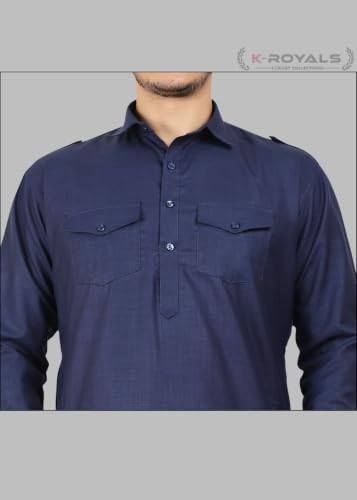 Image of K-ROYALS Full Pathani Suit for Mens /Cotton Blend Pathani kurta payjama set for mens