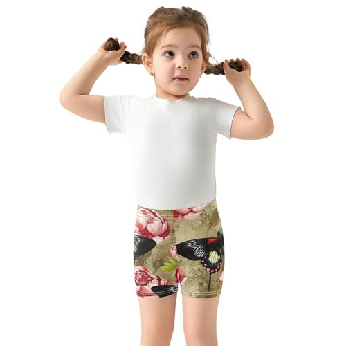 Floral Butterfly Rose Flowers Girls Biker Shorts Toddlers Cotton Under Dress Shorts Funny 4t Summer Clothes3