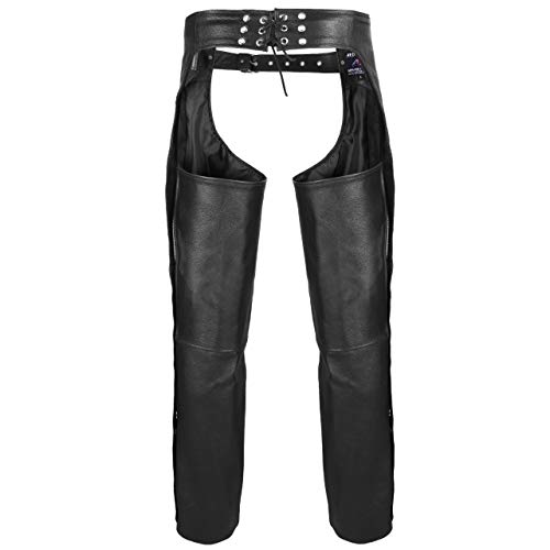 Ard Motorcycle Leather Chaps Pants Biker Cowboy Riding Racing Black Genuine Leather Chap (2X-Large) #TOP4