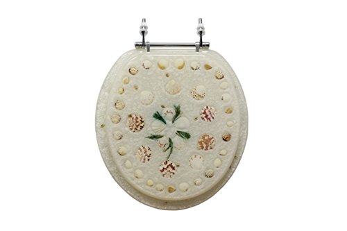 Trimmer Mother Of Pearl Polyresin Toilet Seats - Pearl White Cover With Shells #TOP2