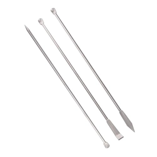 HOMOCONO 3pcs Stainless Steel Laboratory Sampling Micro Spatula Lab Spatula Lab Stirring Chemical Weighing Scoop Medicinal Ladle Experiment Tools Micro Scoop Silver