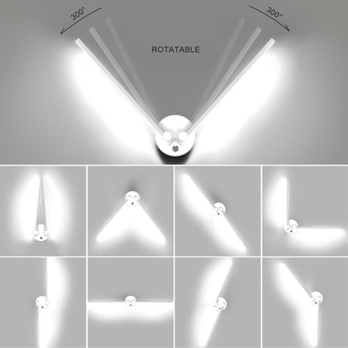 Image of Kawell 12W LED Wall Light Hardwired with Switch 300 Rotatable Arms Modern Sconce Lighting for Living Room Bedroom Hallway Indoor Energy Efficient Fixture, White 6000K