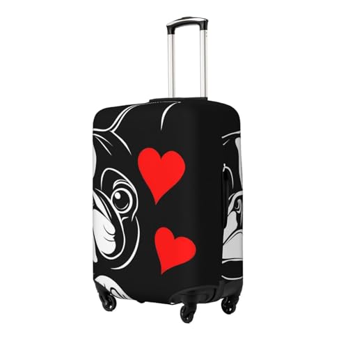Black French Bulldog Love Elastic Travel Luggage Cover, Washable Spandex Suitcase Protector, Anti-Scratch Fits 18-32 Inch2
