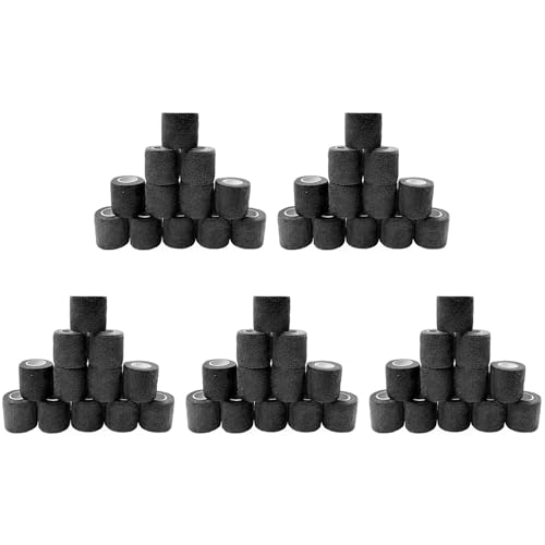 Bandage auto-adhésif élastique noir 5cm bande fixe sport blessures sportives soin animaux 60pcs