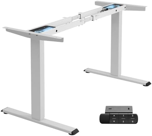 TOPSKY Dual Motor Standing Desk Frame, 225 lbs Capacity, White | Dual motors, 225 lb capacity, memory presets, anti-collision Height 27.6"-47.3", width 43"-59"