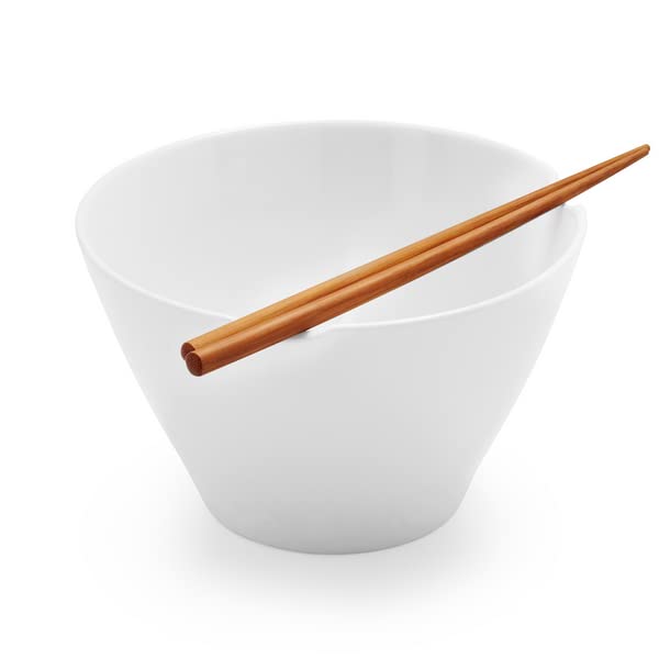 Sur La Table Rice Bowl with Bamboo Chopsticks, White