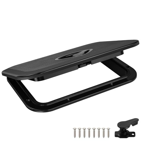 Marine Boat Hatch Deck Cover Lid,Marine Deck Access Hatch & Lid,10.63” X 14.76” Black Rectangle Boat Access Door for Bass/John/Fishing/Skiff/Sailboat/Yacht,Waterproof Cover Easy to Install,1PCS