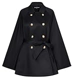 Scarlet Darkness Women Vintage Cape Jacket Winter Slit Sleeve Button Down Fashion Poncho Coat Tops Black XL
