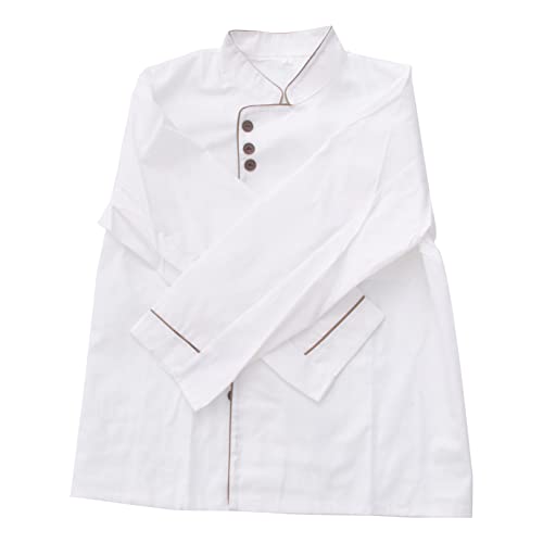 LALAFINA Unisex Long Sleeve Chef Blouse Cooking Sleeve for Bakery Hotel Restaurant White Uniform
