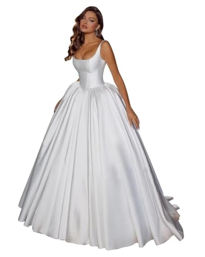 Simple Satin Wedding Dresses Sleeveless 2025 A Line Wedding Guest