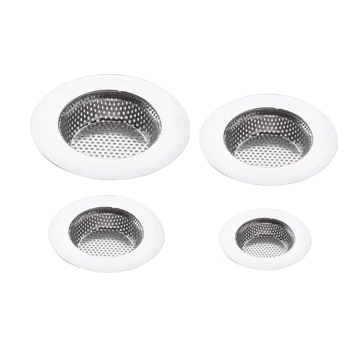 AUTSUPPL 4 Piezas Filtro para Desagüe de Bañera de Acero Inoxidable Rejilla Antirrobo de Pelo para Baño y Cocina S XS Fácil Limpieza y Resistente la Oxidación