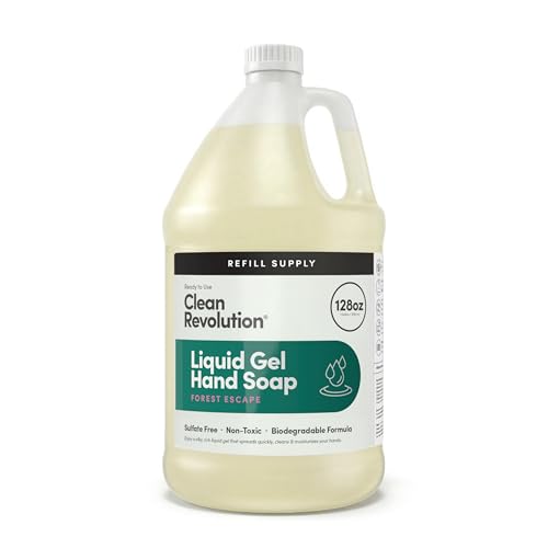 Image of Clean Revolution Liquid Gel Hand Soap, Silky Rich Liquid, Quick Lather, Fast Rinsing, Contains Real Essential Oils (Forest Escape) 128 Fl Oz