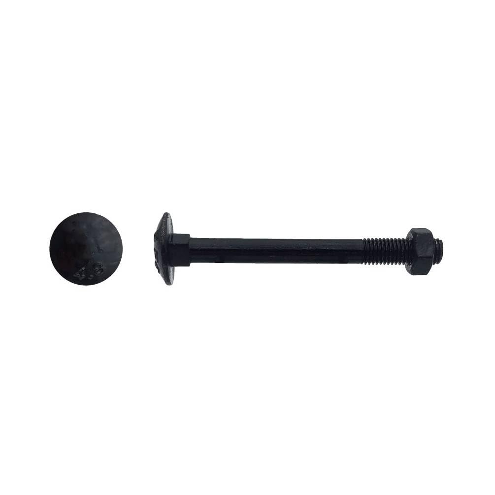 200 Boulons Tête Ronde Collet Carré TRCC 7 x 50 mm - DIN 603 - Zingué Noir - D-Work