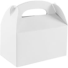 Super Z Outlet Blank White Color Treat Gift Paper Cardboard Boxes with Handles, Arts & Crafts Candy Goodie Bags, Picnic, Birthday Party Favors, Baby Shower, Weddings 12 Pack, 6.25" x 3 1/2" x 3.25"