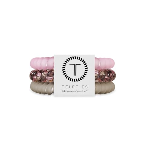 TELETIES - Small Spiral Hair Coils - For Thin-Medium Hair - Ponytail Holder for Women - Phone Cord Hair Ties - Strong Grip Water Resistant No Crease - Fall Collection - 3 pack - Sage It Aint So