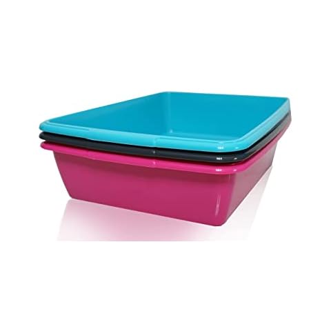 1 X Cat Litter Tray | Strong Plastic Cat Litter Tray Tough and durable, Hygienic and easy to clean ( Random Colour Supply ) (40CM) Cover