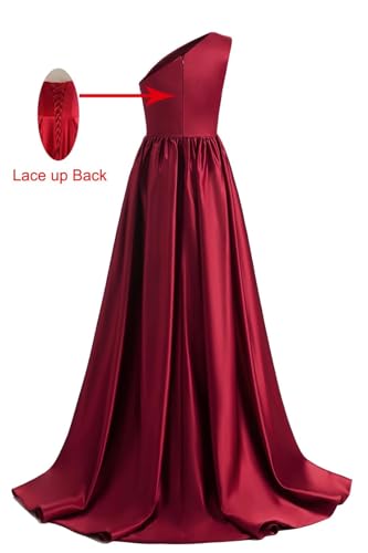 One Shoulder Prom Dresses Long 2025 New Satin Ball Gowns Formal Evening Dress with Slit,R133