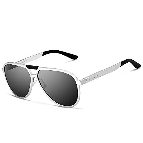 GUZTAG Polarized Aviator Sunglasses For Men Women Aluminum Frame UV400 Lens G9820 (Silver)2