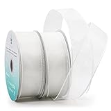 CT CRAFT LLC Sheer Organza Wired Ribbon for Home Decor, Gift Wrapping, DIY Crafts, 1.5” x 25 Yards x