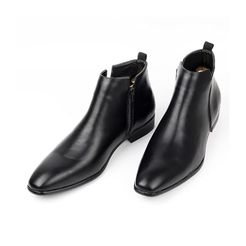 Mens Casual Chelsea Dress Chelsea Boots Classic Polished Leather Side Zip Slip on Ankle Boots4