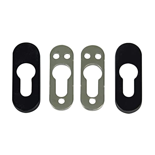 Amig - Escudo de Seguridad con Cuerpo de Acero para Cerraduras Mod. 35-70 x 25 mm - Para Puertas Metálicas - Con Embellecedor de Plástico - Zamak Acabado en Negro