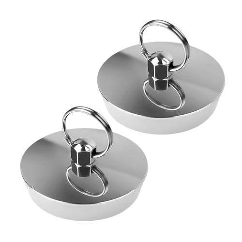 2 tapones para bañera o lavabo, de acero inoxidable, 4,6 cm