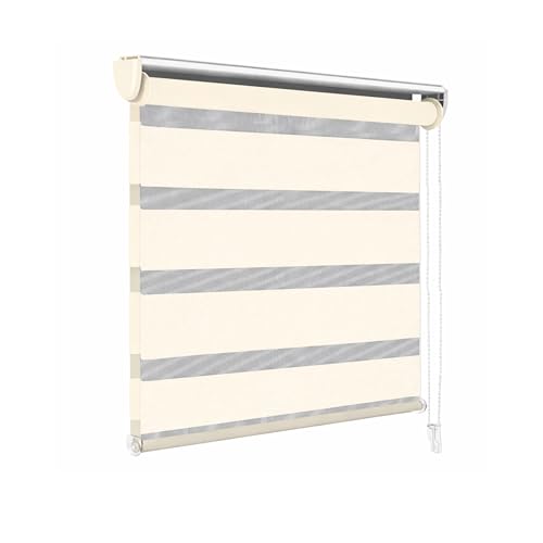 WEIDA | Estores Enrollable | Doble Capa Noche y Día | Tejido de Poliéster y PVC | Control de Luz y Privacidad | Diseño Moderno para Ventanas y Puertas | Tejido Duradero | 180x100 cm (1, Beige Crema)