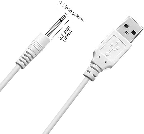 Image of Dazzliq USB to DC 2.5mm Power Cable 1 Meter Replacement Charging Cable for Toys Beauty Devices Cactus Toy Charger Cable Only Universal USB Charger Cable Byjus Learn Station Tablet Charger (White)