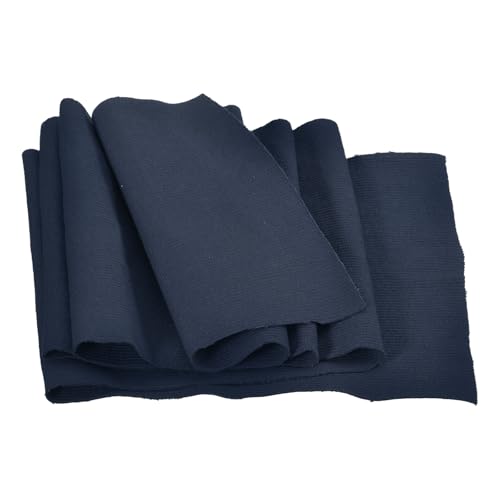 Rebower 15cm x 1m Puños Elásticos con Ribetes Acanalados para Coser Tela de Algodón Banda Elástica de Punto, [para Puños, Cintura, Cuello] - Azul Oscuro