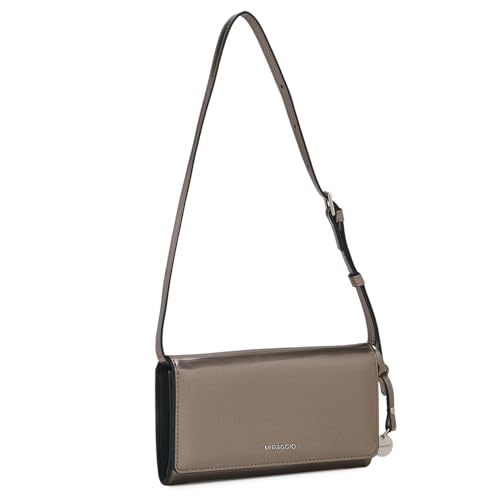 Image of Miraggio Carly Wallet with Adjustable & Detachable Strap | Two Main Compartments | 4 Card Slots | Women Wallets | Gift Items for Women (Silver)