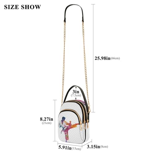 Watercolor Taekwondo Print Crossbody Bags for Women Detachable Strap Purses Shoulder Bag Travel Handbags3