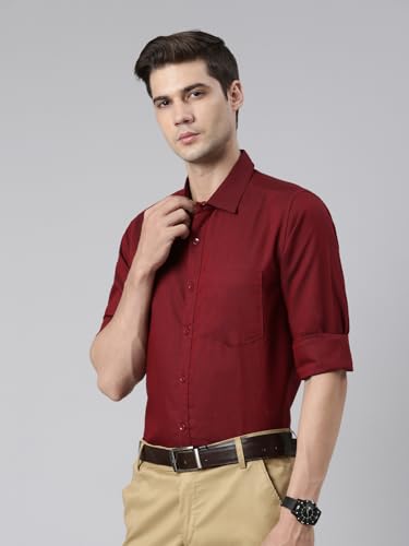Image of THE SOUL PATROL Men's Casual Regular Fit Full Sleeve Premium Cotton Button-Down Shirt with Single Patch Pocket - Stylish, Classic, Comfortable, and Elegant for Everyday Wear
