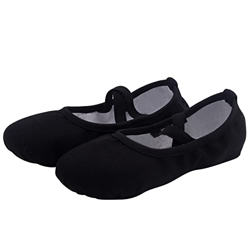 Foto von Acfoda Ballettschuhe Damen Ballettschläppchen Tanzschuhe Ballerina Schuhe Frauen Ballett Schläppchen mit Geteilte Sohle Schwarz 40