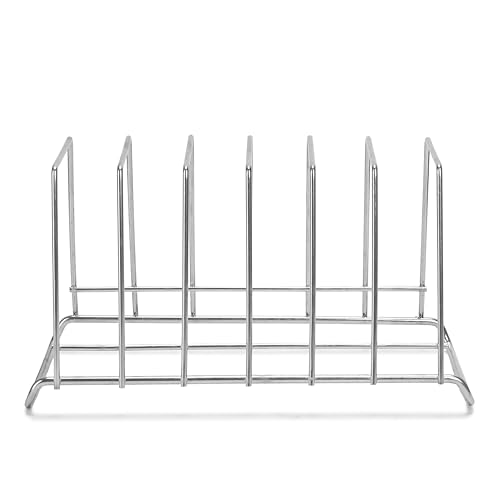 Image of Namani 6 Section Stainless Steel Plate Stand | Dish Organizer Rack for Kitchen Cabinet & Countertop | Rust Proof Plate Holder for Dishes, Thali & Lids (Silver)