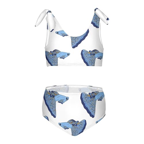 Girls Guppy Fish Pattern Swimsuit Two Pieces Bikini Set Bathing Suits Swimwear Crop Top Swimsuit Set