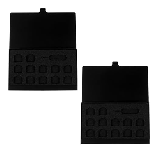 Lurrose Soporte para Tarjetas Nano Sim y Micro de Aleación Negra, Estuche Compacto para Almacenamiento de Memoria con 12 Ranuras y Pin, Adecuado para Viajes y Protección contra Polvo