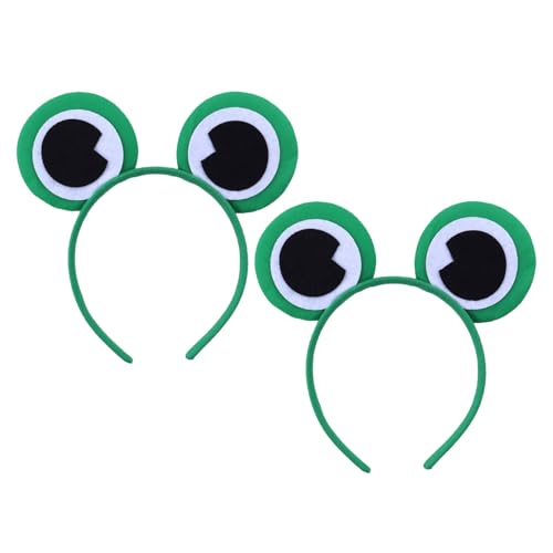 AOVNA 2pcs Cute Headband Frog Green Eyes Alice Hair Band for Face Washing Shower Sports Yoga Beauty Skincare
