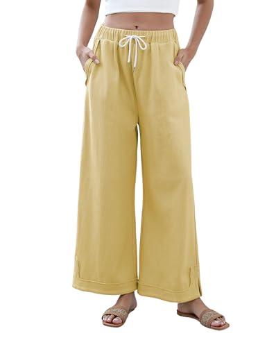 Image of Athlisan Womens Baggy Wide Leg Palazzo Pants Casual Loose Drawstring Elastic Waisted Lounge Trousers with Pockets