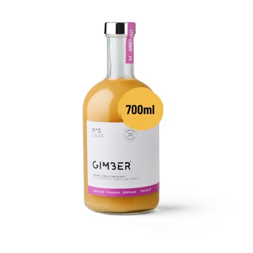 GIMBER N°3 700 ml Lilly – Concentré de gingembre bio | Concentré sans alcool à base de gingembre, fruit de la passion, ananas et curcuma | Jus gingembre...